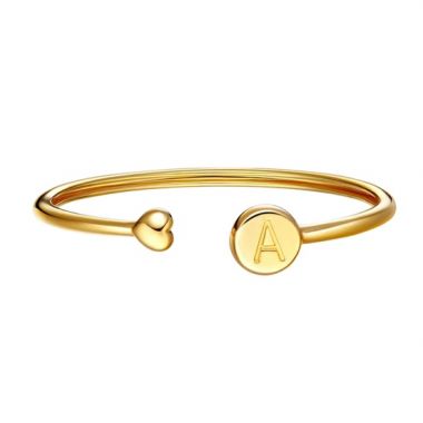 Initials and Heart Open Bangle