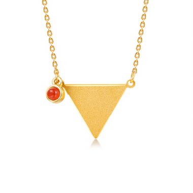 Red Agate Triangle Pendant Necklace