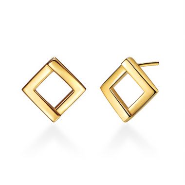 Rhombus Gold Plated Stud Earrings