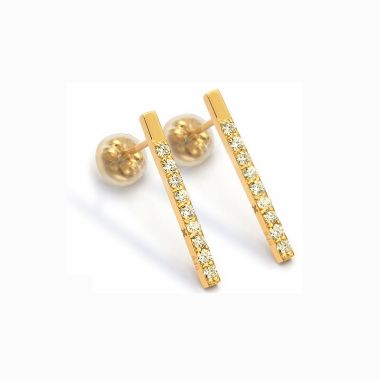 Diamond Bar Gold Plated Stud Earrings
