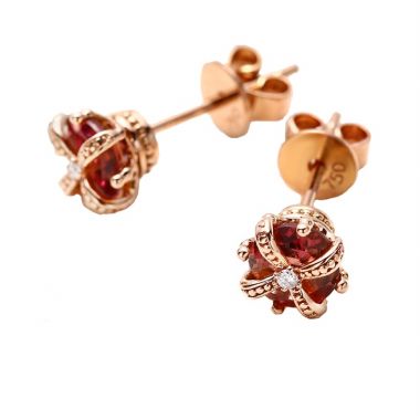 Rose Gold Ruby Crown Stud Earrings