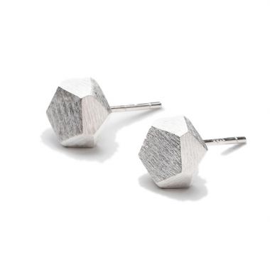 Frosted Hammer Faceted Geometric Stud Earrings
