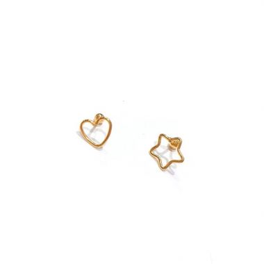 Heart and Star Hollow Stud Earrings