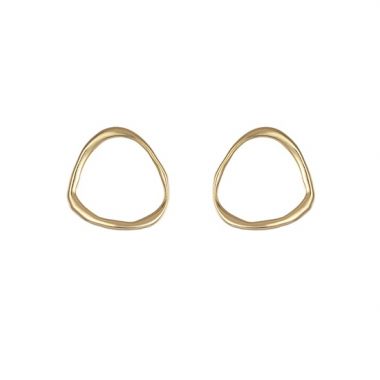 Gold Irregular Circle Stud Earrings