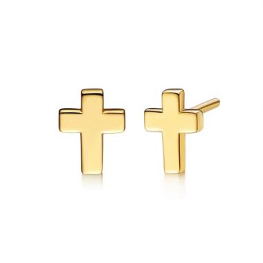 Mini Cross Gold Plated Stud Earrings
