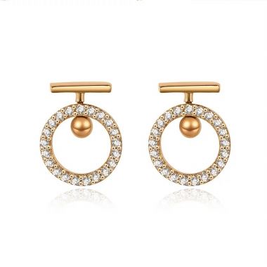 Sparkling Zircon Pave Open Circle Stud Earrings
