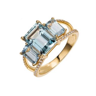 Aquamarine Rose Gold Plated Diamond Ring