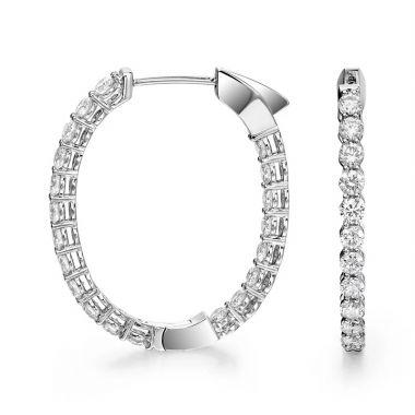 Internal and External Diamond Hoops White Gold Earrings