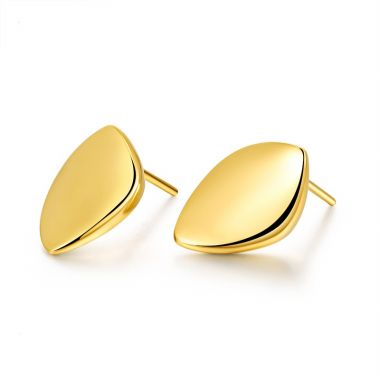 Gold Teardrop Tray Stud Earrings