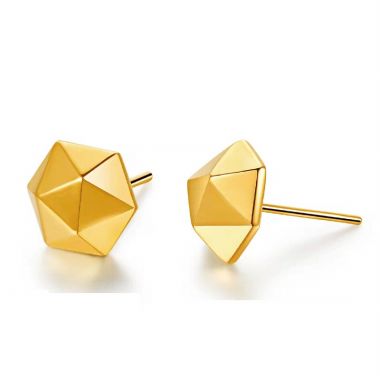 Gold Faceted Geometric Stud Earrings