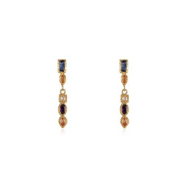 Rose Gold Muti-gemstone Drop Earrings