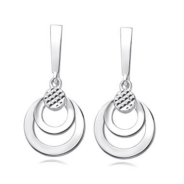 White Gold Double Circle Earrings