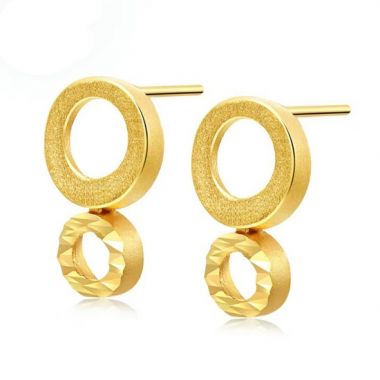 Double Open Circle Gold Stud Earrings