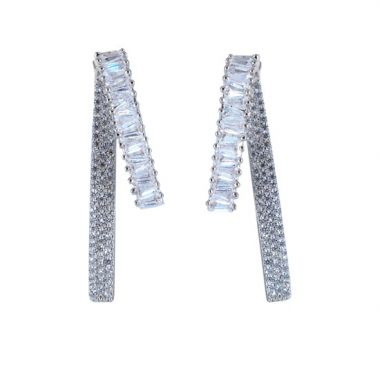 Baguette and Diamonte 2 Layer Drop Earrings