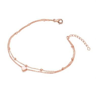 Double Layer Heart Shaped Bead Anklet
