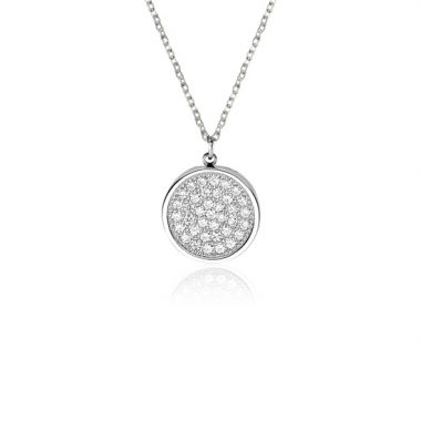 Pave Stone Round Necklace