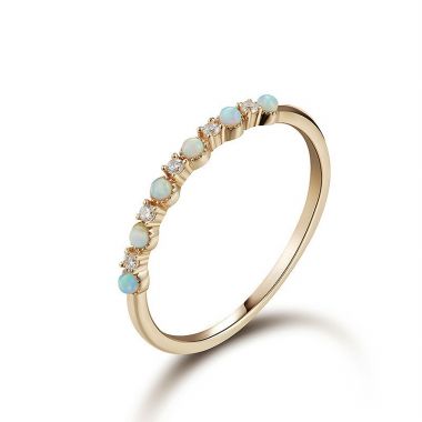 Opal Gemstone Semi-Eternity Ring
