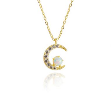 Zircon Moon Opal Necklace