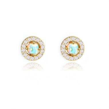 Opal & Diamond Halo Cluster Earrings