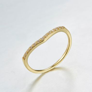 Yellow Gold Curve Diamond Ring