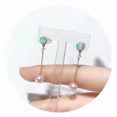 Opal and Pearl Drop Earrings