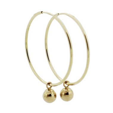 Gold Ball Pendant Hoop Earrings