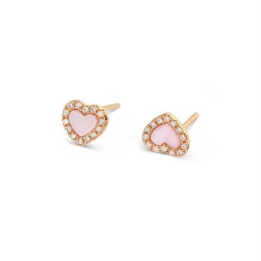 Pink Heart-shaped Diamond Stud Earrings