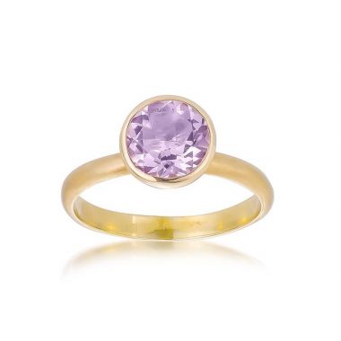 Simple Round Amethyst Gold Plated Ring