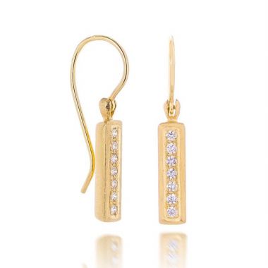 Pave Diamond Bar Hook Earrings