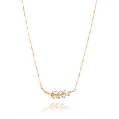 Branch and Leaf Diamond Pendant Necklace