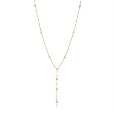 Diamond Bezel Set Y-drop Necklace