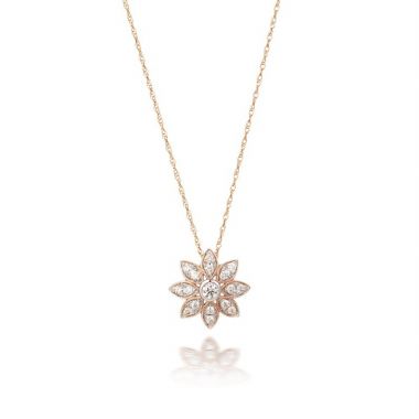 Flower Shaped Diamond Pendant Necklace