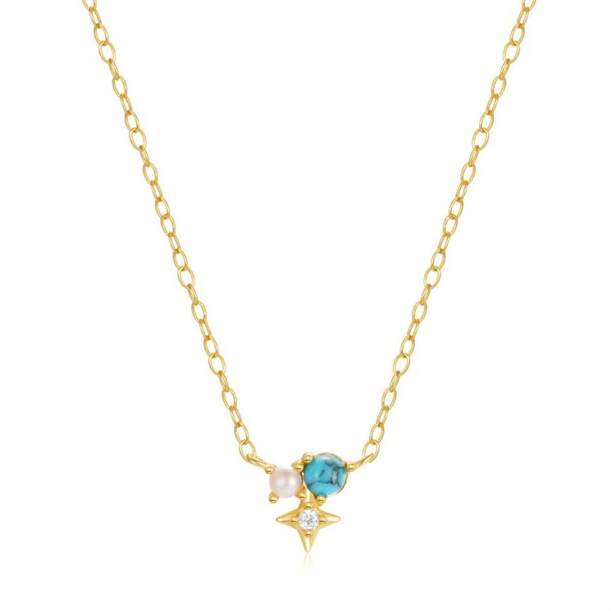 Turquoise Pearl Star Necklace