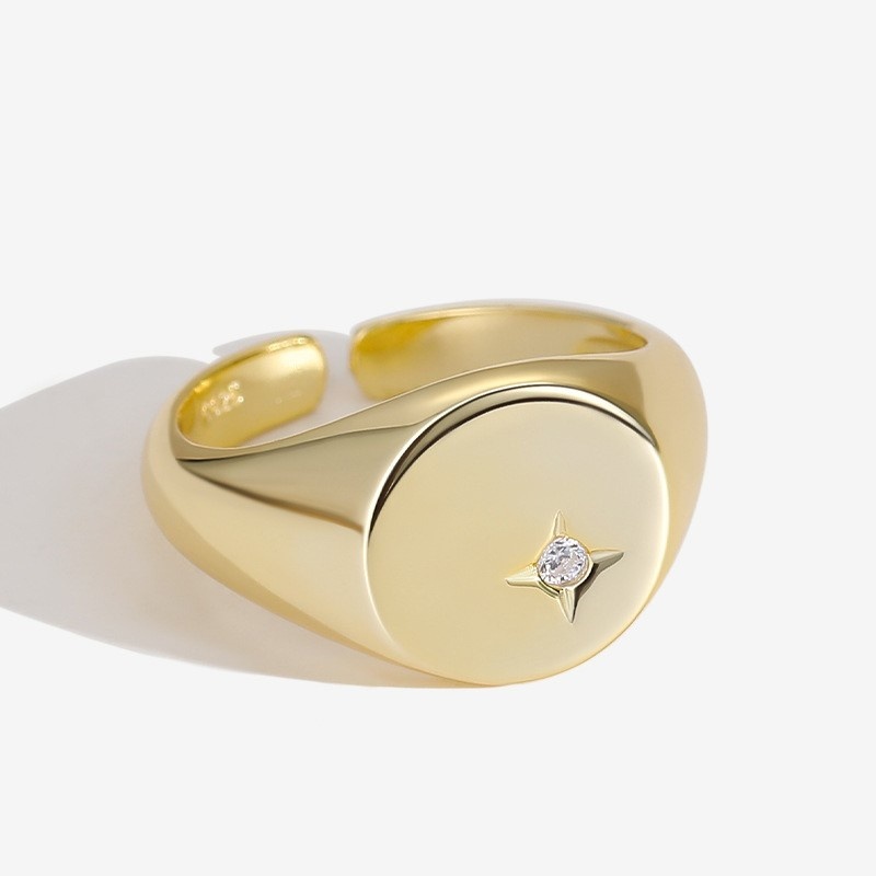 Star Diamond Signet Open Ring