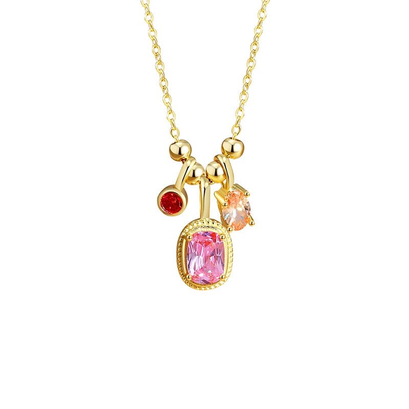 Colored Gems Charm Necklace