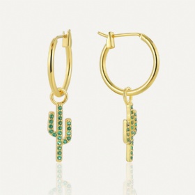 Cactus Green Zircon Hoop Earrings