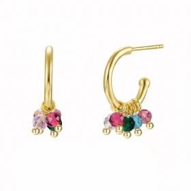 Colorful Zircon Pendant C Shape Earrings