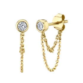 Double Tassel Chain Diamond Earrings