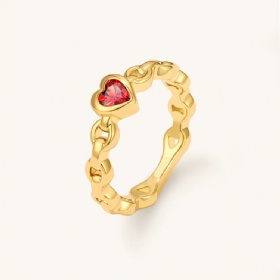 Heart Ruby Chain Ring