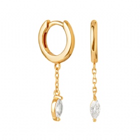 Marquise Tassel Drop Hoop Earrings