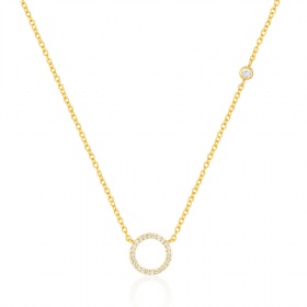 Micropaved Diamond Geometric Circle Necklace