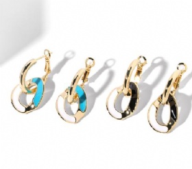 Oval Irregular Two-tone Earrings