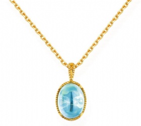 Oval Natural Blue Topaz Pendant Necklace