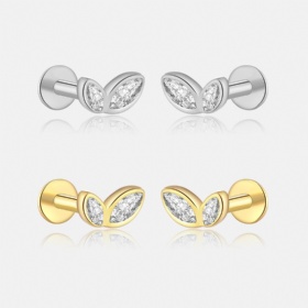 Petite Double leaves Zircon Studs