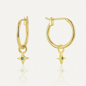 Little Star Green Zircon Hoop Earrings