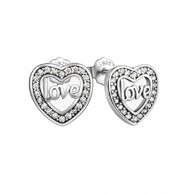 “Love” Heart Diamond Studs