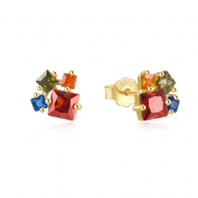 Square Colored Diamond Studs