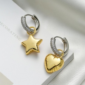 Star Heart Hoop Earrings