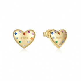 Colorful zirconium heart-shaped earrings