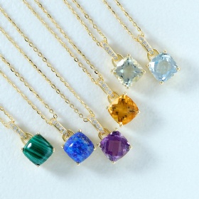 Square Crystal Pendant Necklace